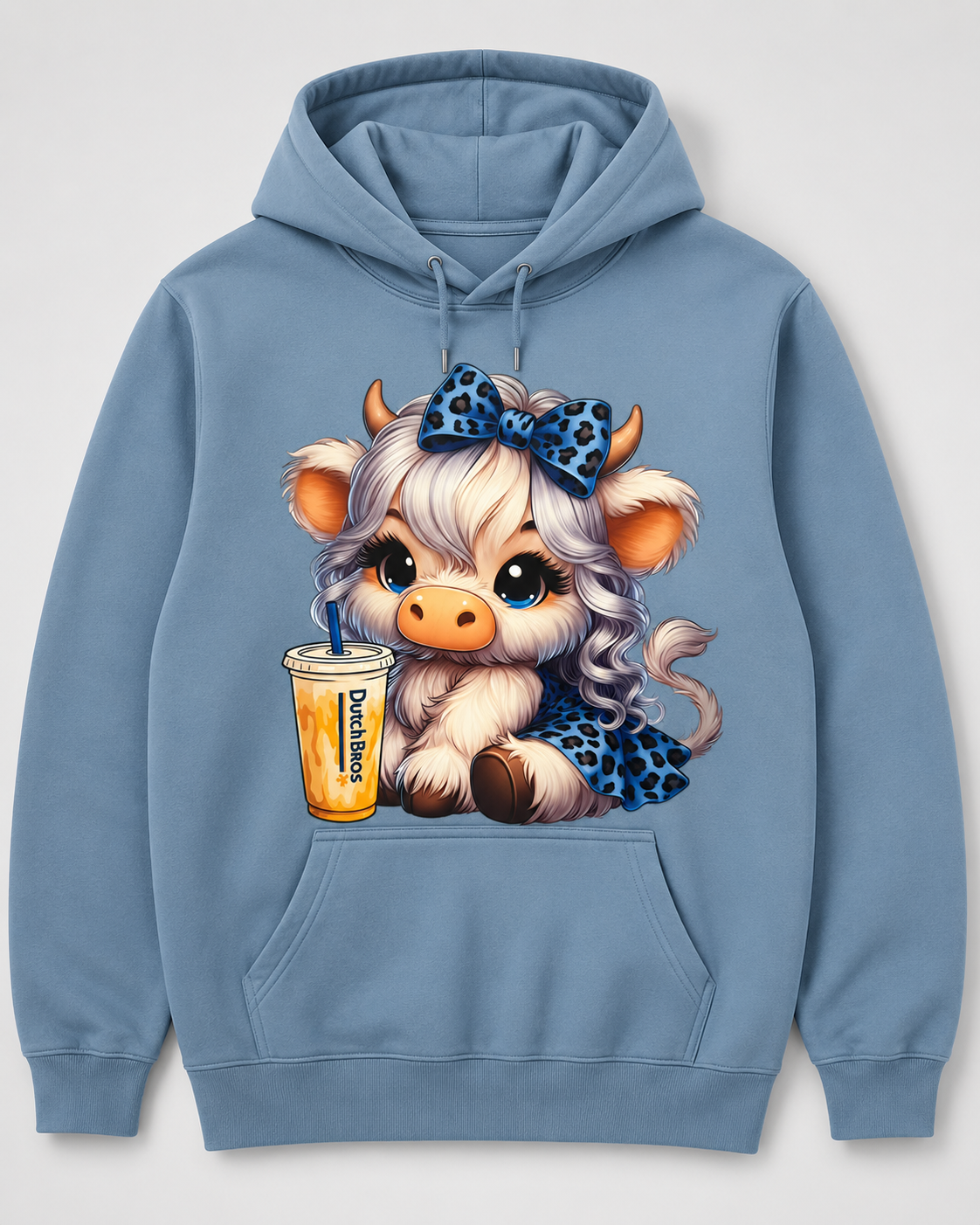 ๐ฎ๐ Blue Bow Highland Cow Hoodie