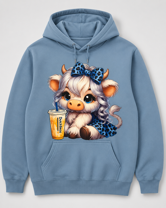 🐮💙 Blue Bow Highland Cow Hoodie