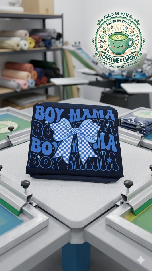 Boy Mama Retro Bow Tee 💙✨